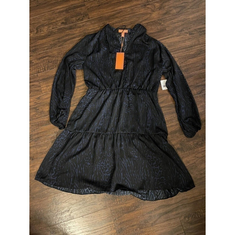 NEW! Gigi Parker Blended Leopard Eclipse Tiered Mini Dress SIZE M